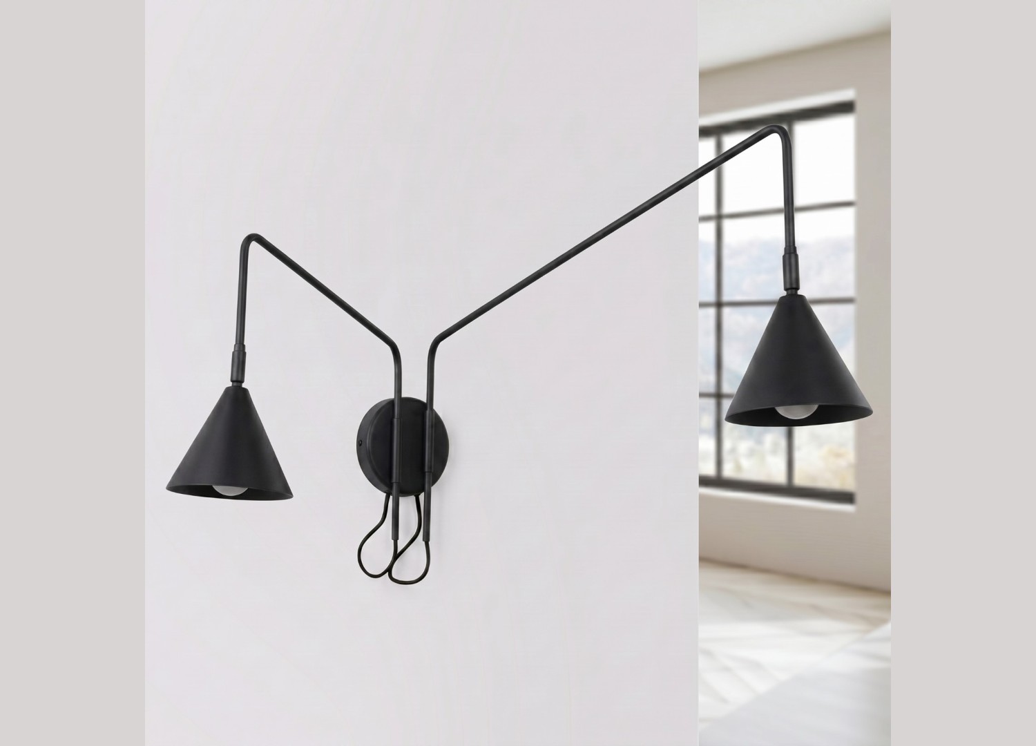 Applique murale NOX 2 noir avec interrupteur – vue complémentaire 2