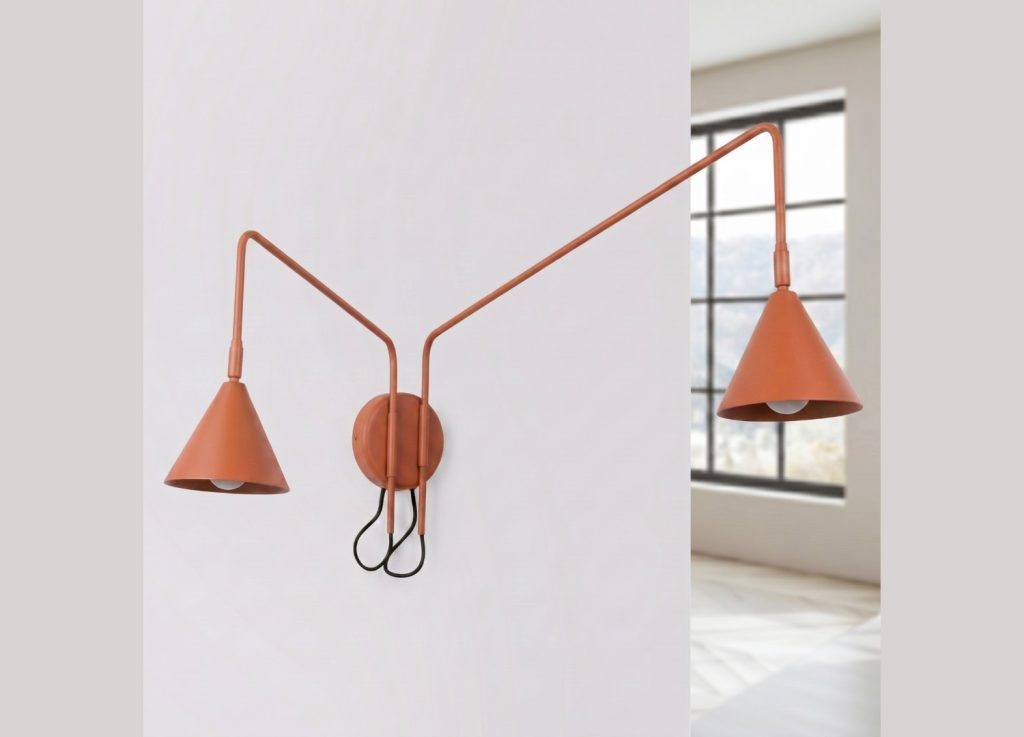 Applique murale NOX 2 ocre rouge avec interrupteur