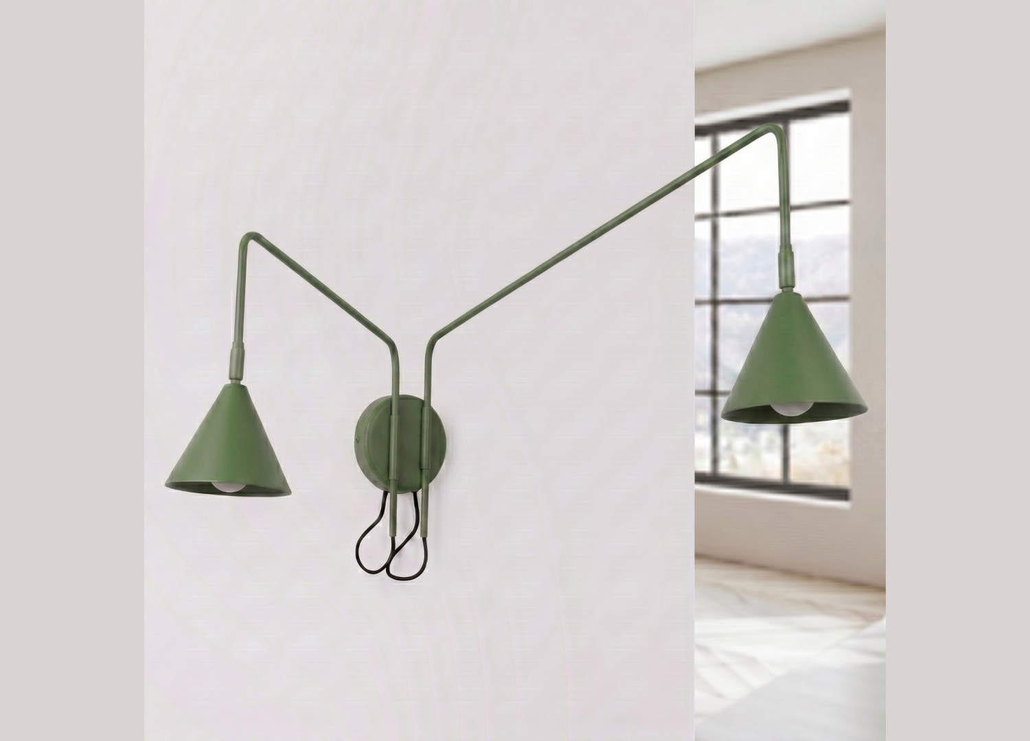 Applique murale NOX 2 vert olive avec interrupteur – vue complémentaire 2