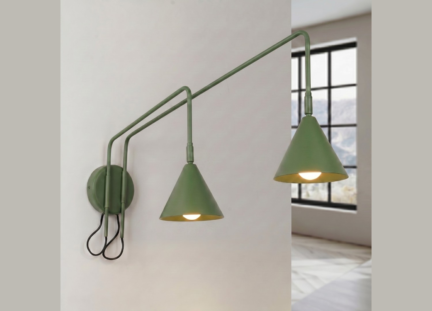Applique murale NOX 2 vert olive avec interrupteur – vue complémentaire 3