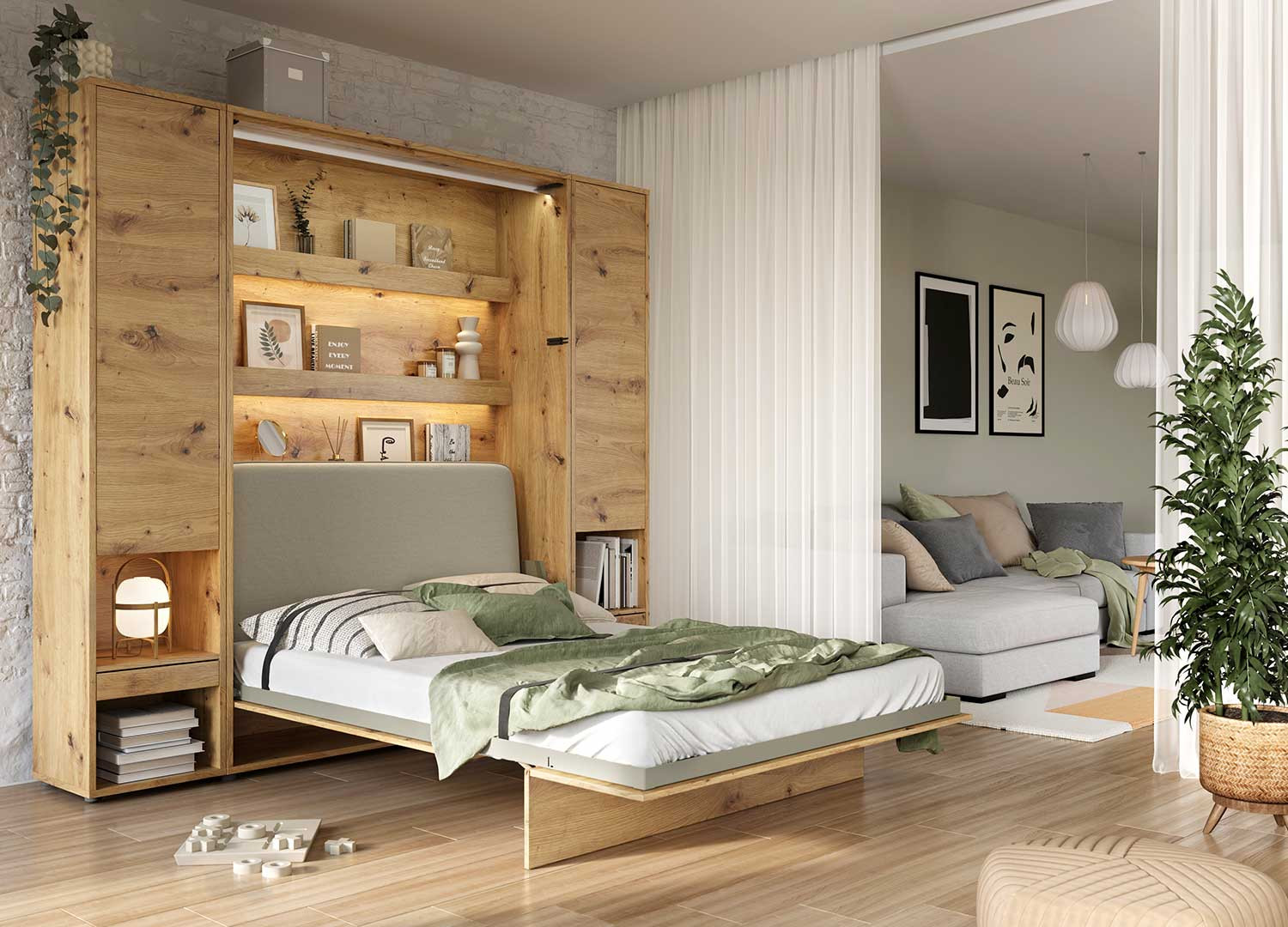 Appui-tête gris rembourré pour lit vertical 140 Bed Concept