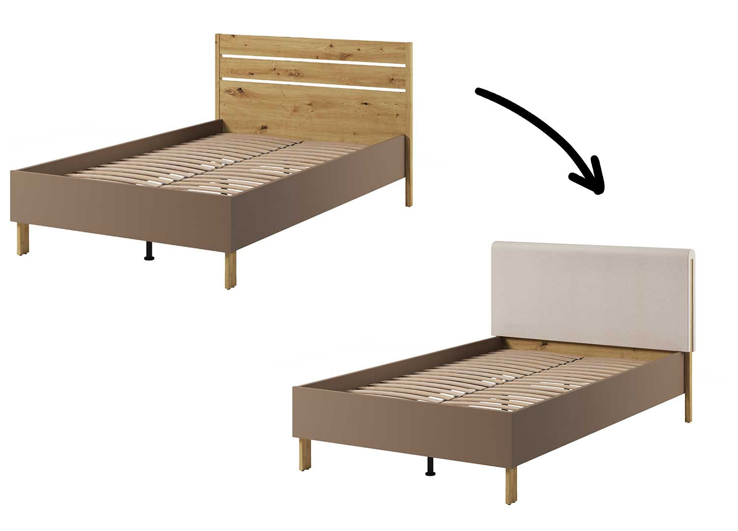 Appui-tête pour tête de lit 120 cm tissu beige
