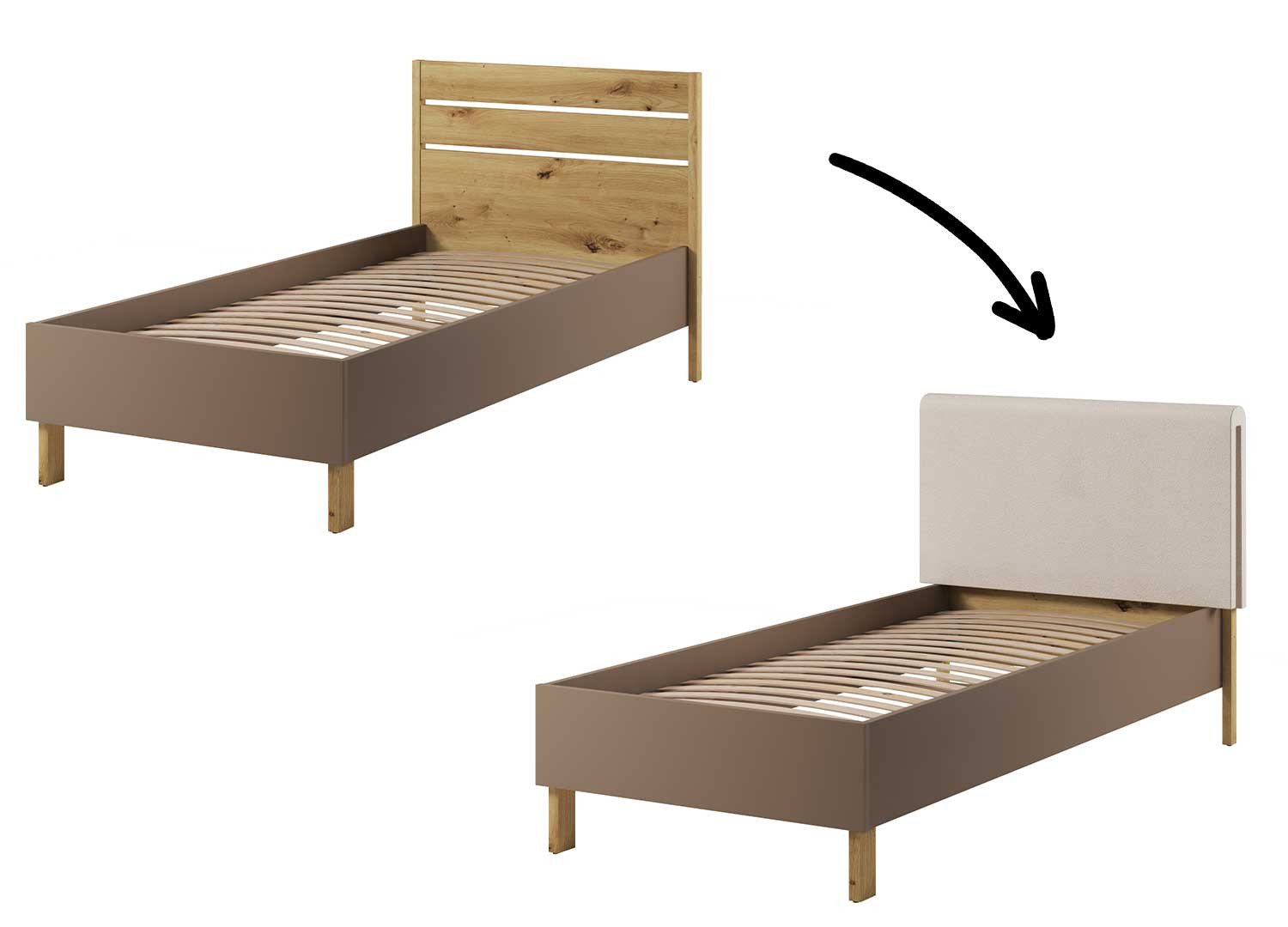 Appui-tête pour tête de lit 90 cm tissu beige