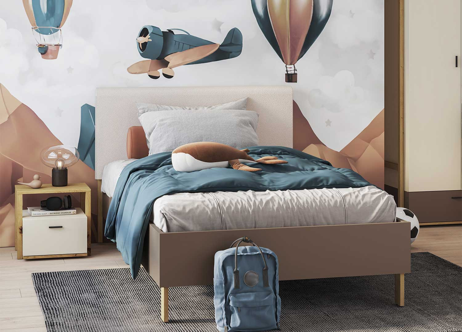 Appui-tête pour tête de lit 90 cm tissu beige