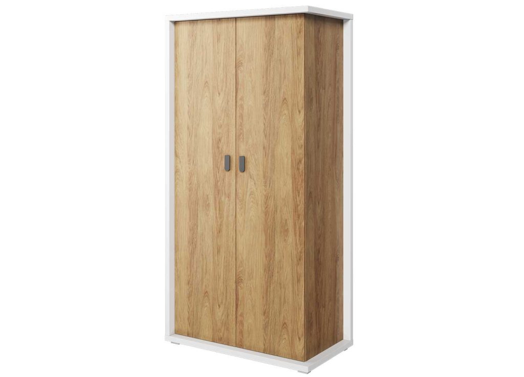 Armoire 2 portes blanche et chêne