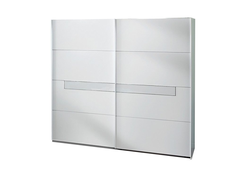 Armoire 2 portes blanche et verre blanc 2m70