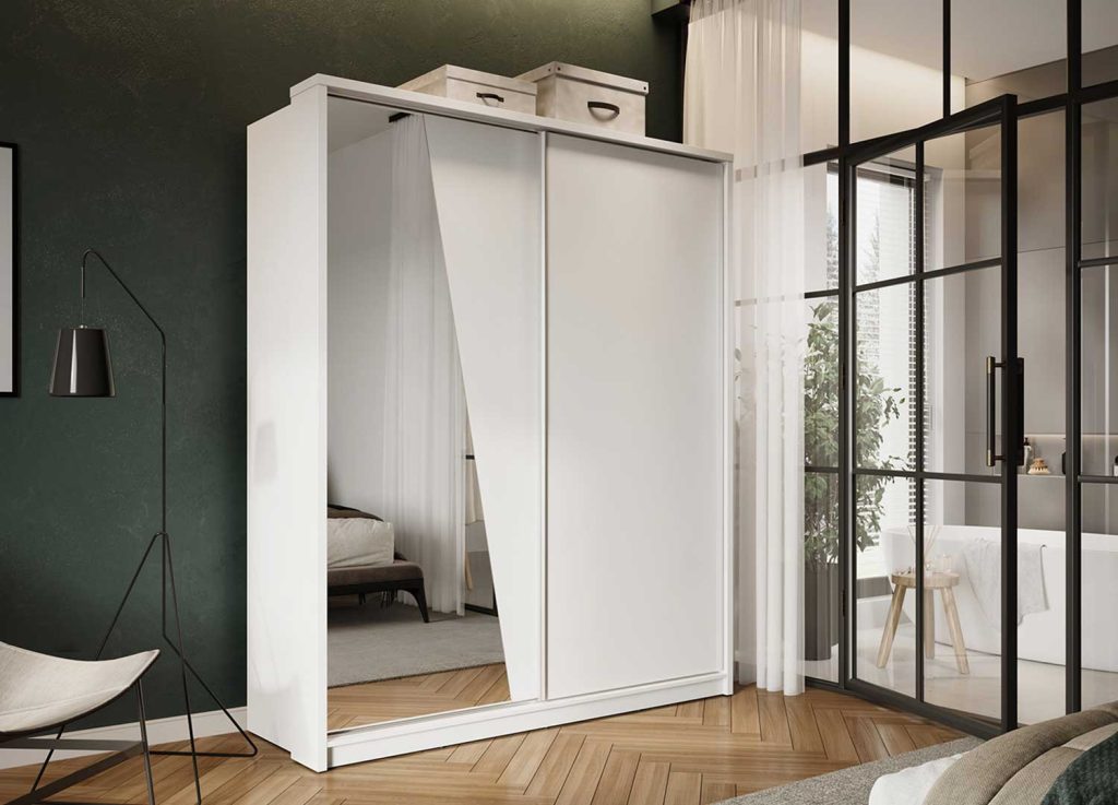 Armoire 2 portes coulissantes blanche 180 cm