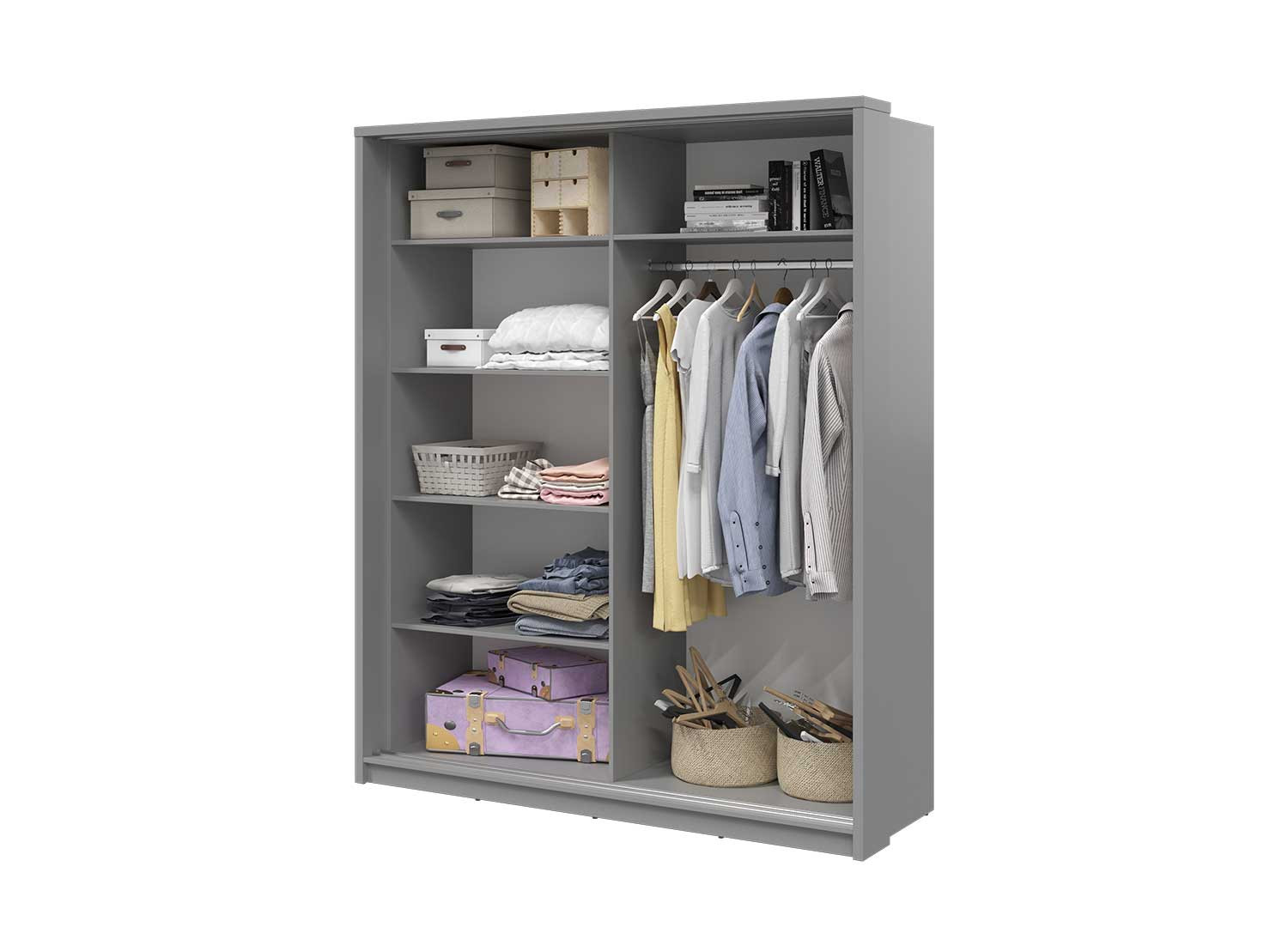 Armoire 2 portes coulissantes grise 180 cm
