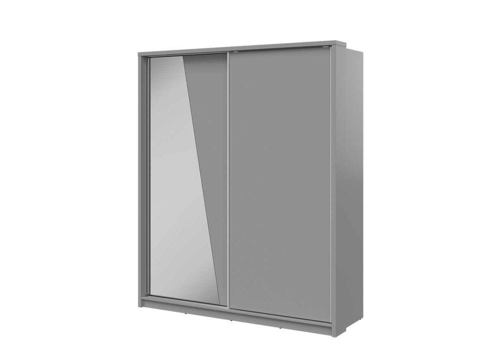 Armoire 2 portes coulissantes grise 180 cm