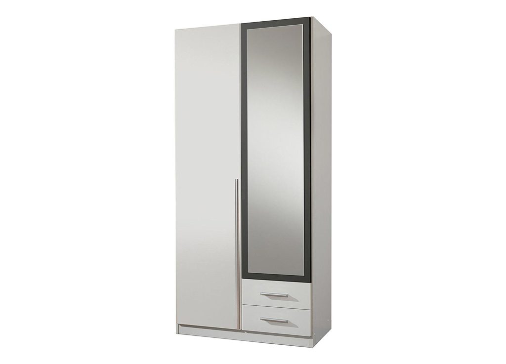 Armoire 2 portes et 2 tiroirs 90 cm avec miroir