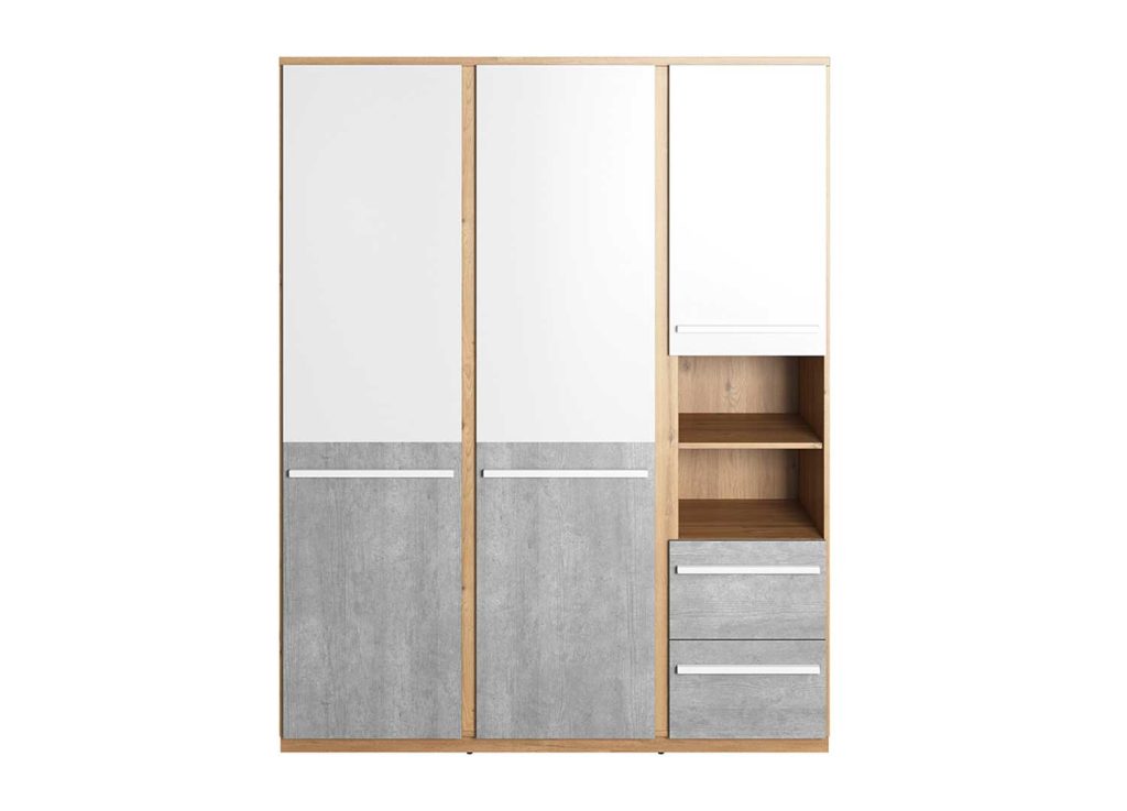 Armoire 3 portes, 2 tiroirs et 2 niches Pixel