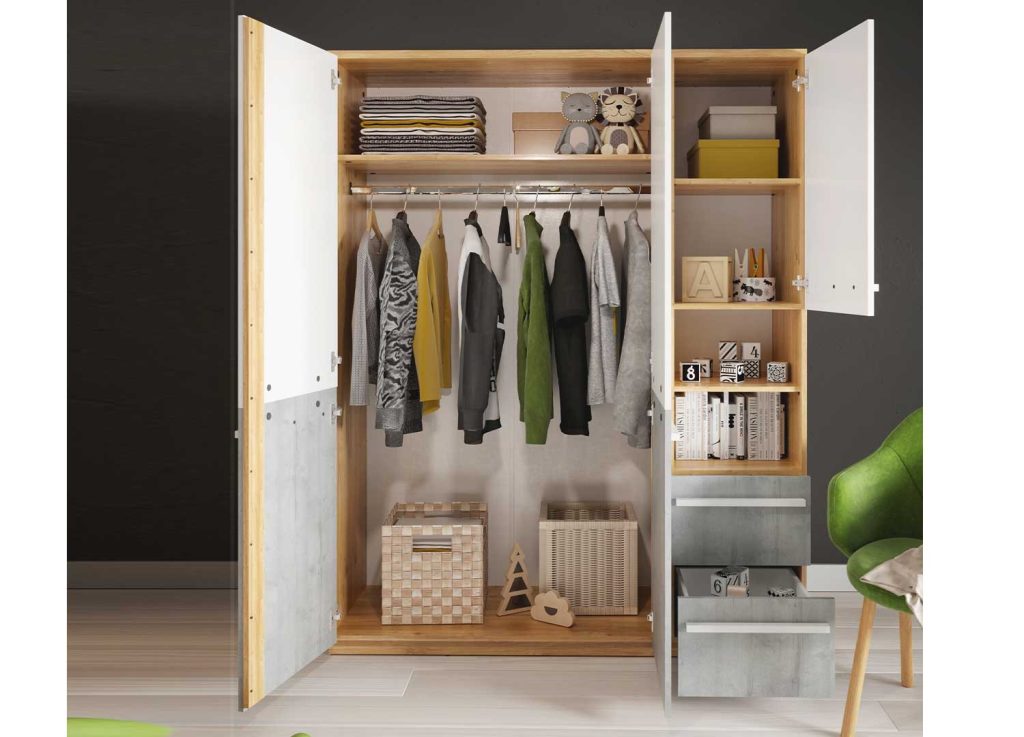 Armoire 3 portes, 2 tiroirs et 2 niches Pixel