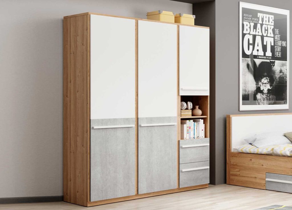 Armoire 3 portes, 2 tiroirs et 2 niches Pixel