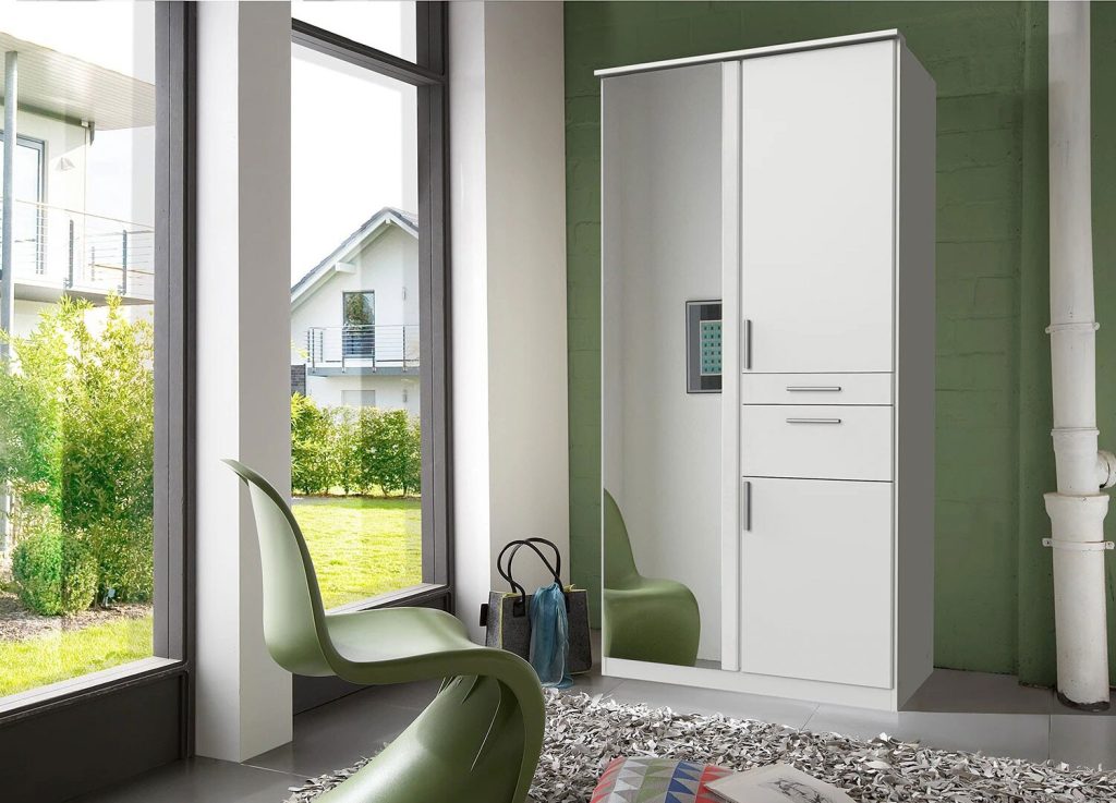 Armoire 3 portes avec miroir et tiroirs L 91 cm