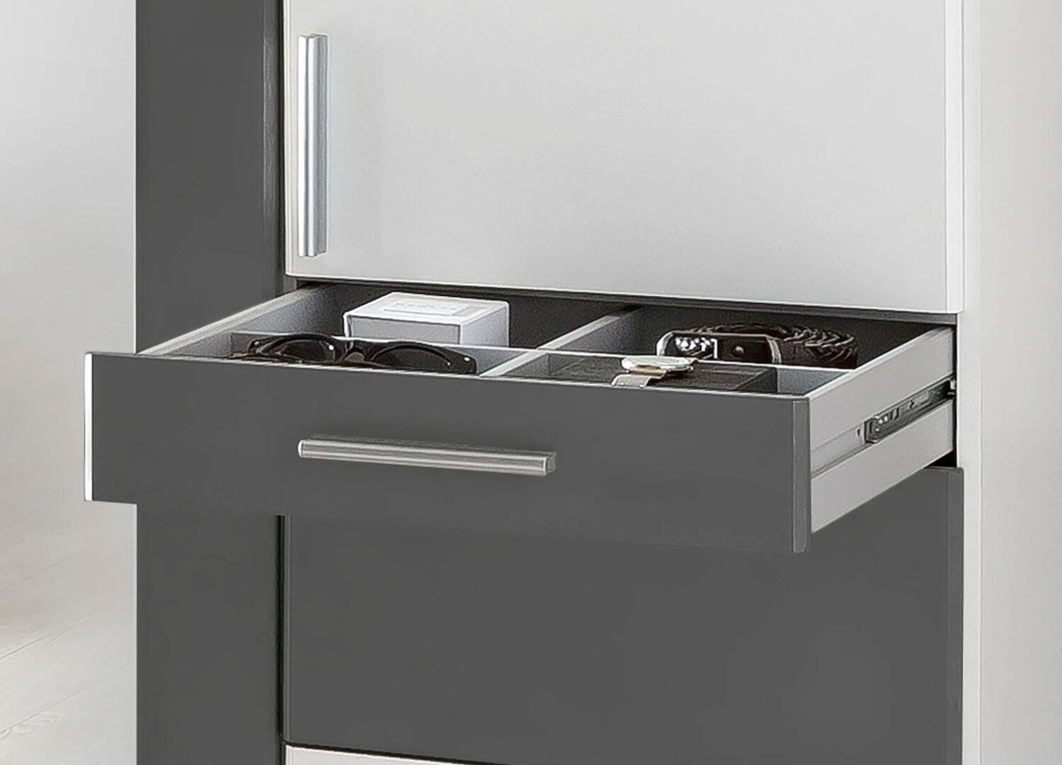 Armoire 3 portes avec miroir et tiroirs L 91 cm
