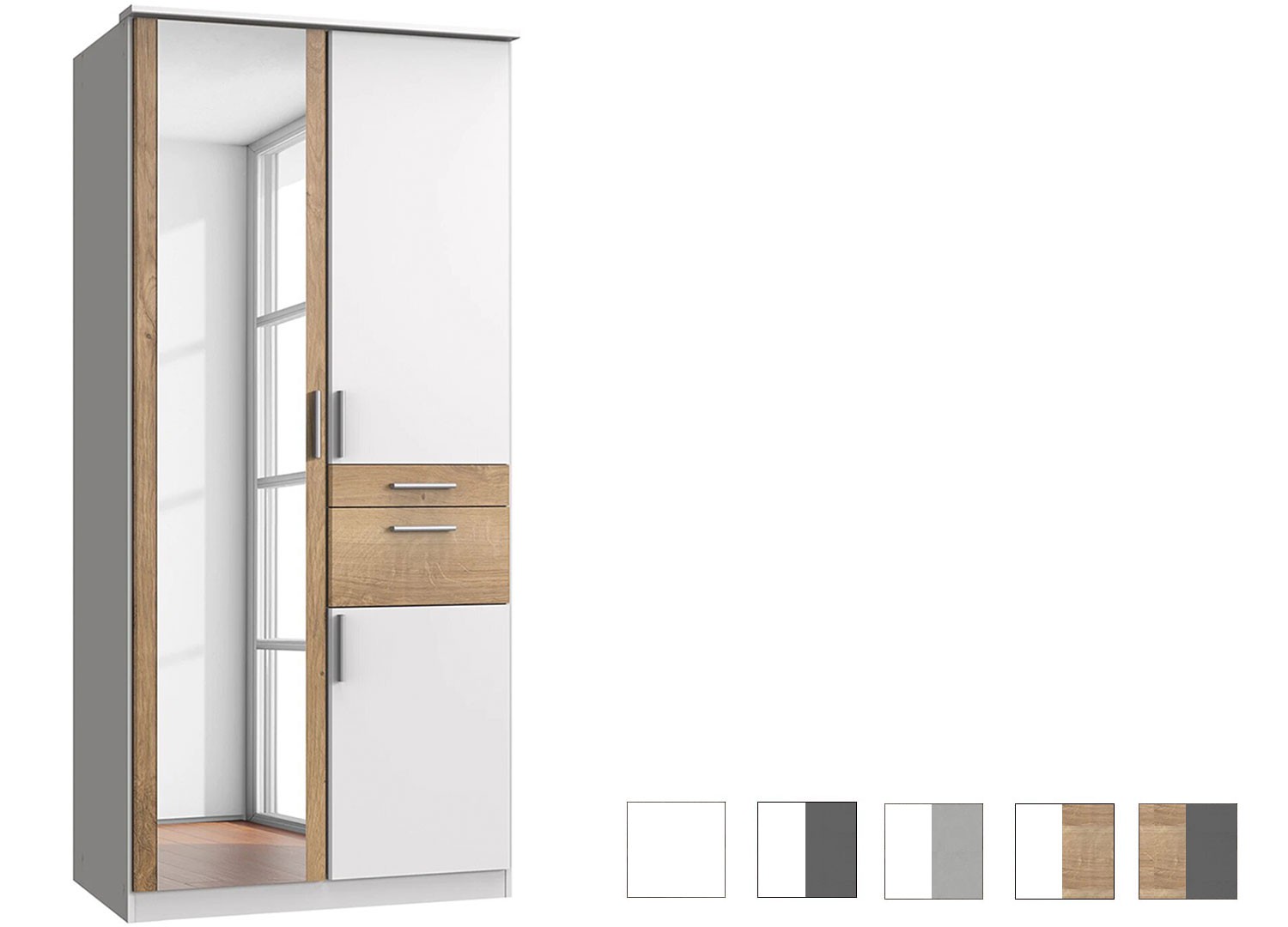Armoire 3 portes avec miroir et tiroirs L 91 cm