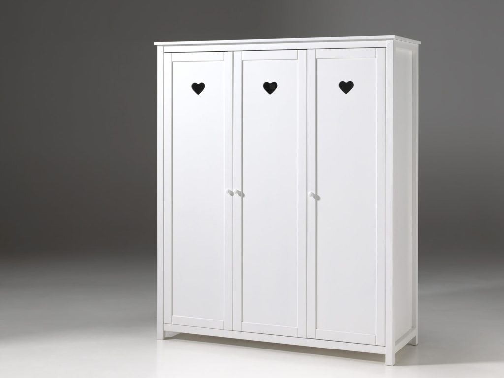 Armoire 3 portes blanc laqué