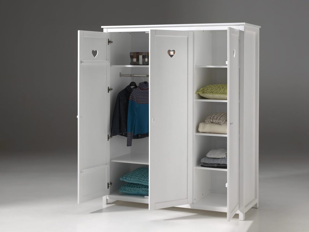 Armoire 3 portes blanc laqué