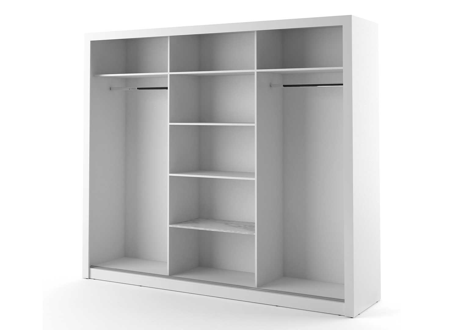 Armoire 3 portes coulissantes 250 cm blanche avec miroirs