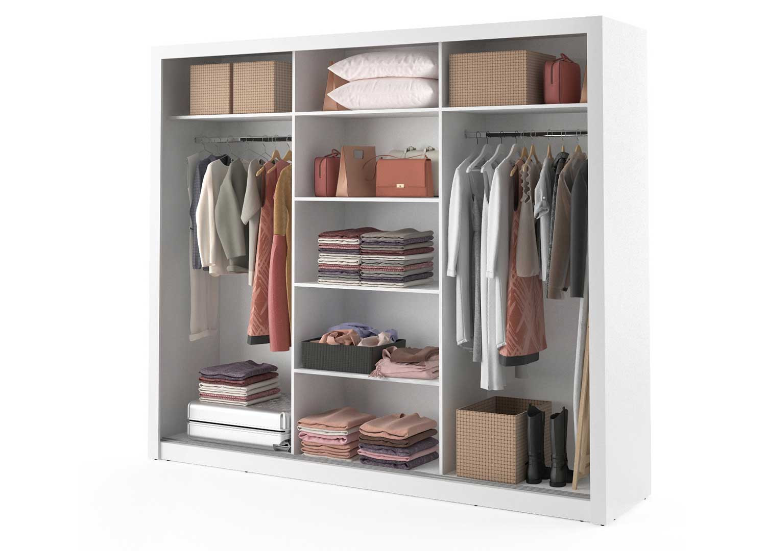 Armoire 3 portes coulissantes 250 cm blanche avec miroirs