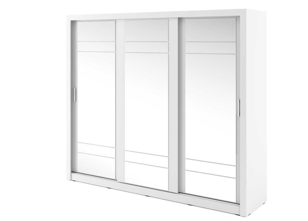 Armoire 3 portes coulissantes 250 cm blanche avec miroirs