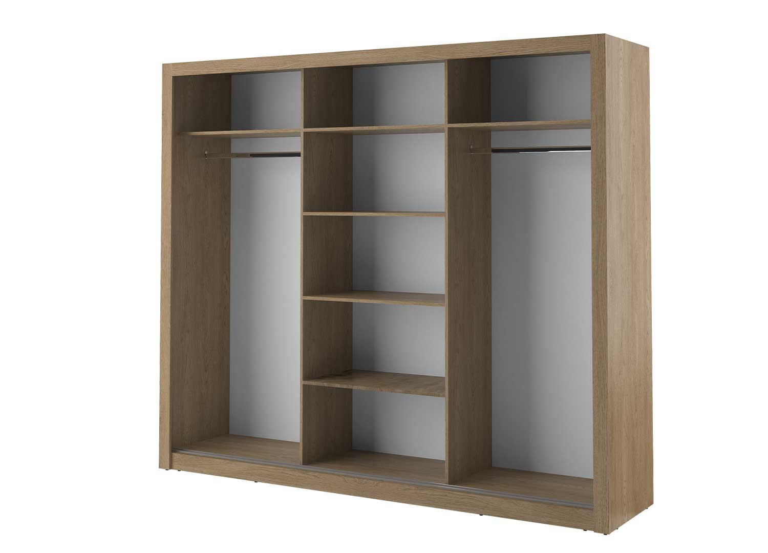 Armoire 3 portes coulissantes 250 cm chêne shetland avec miroirs