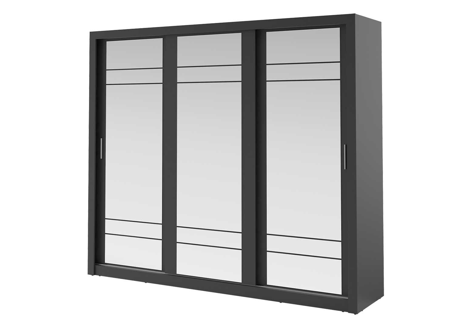 Armoire 3 portes coulissantes 250 cm noire avec miroirs