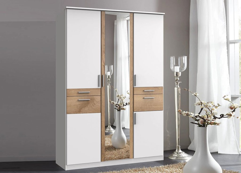 Armoire 5 portes avec miroir et 4 tiroirs L 135 cm