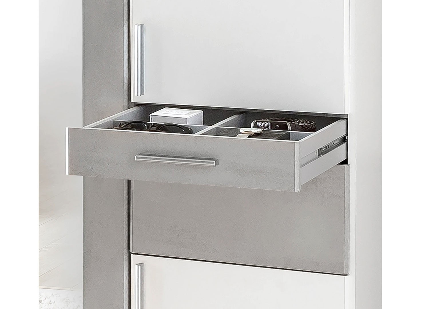 Armoire 5 portes avec miroir et 4 tiroirs L 135 cm