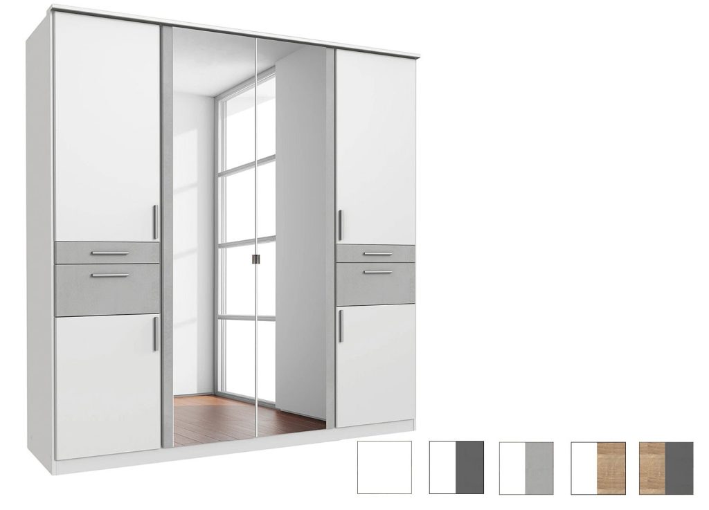 Armoire 6 portes avec 2 miroirs et 4 tiroirs L 179 cm