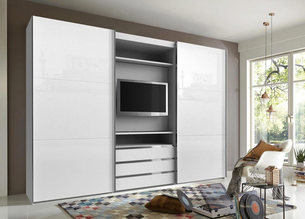 Armoire à portes coulissantes avec élément TV
