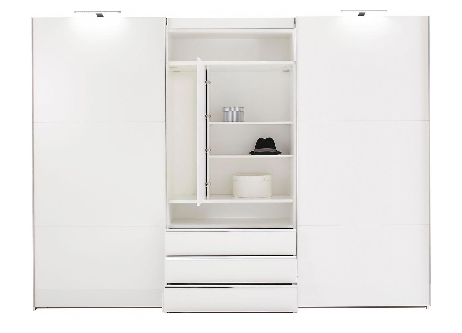 Armoire blanche à portes coulissantes avec élément TV