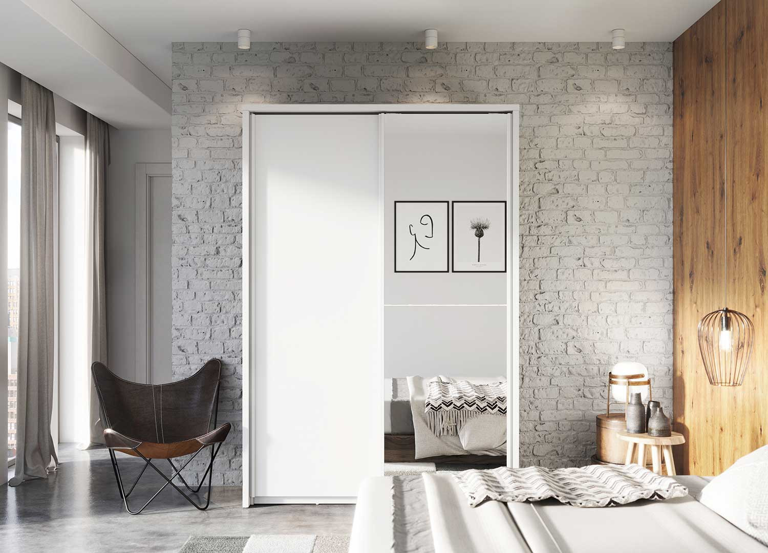 Armoire à portes coulissantes blanche