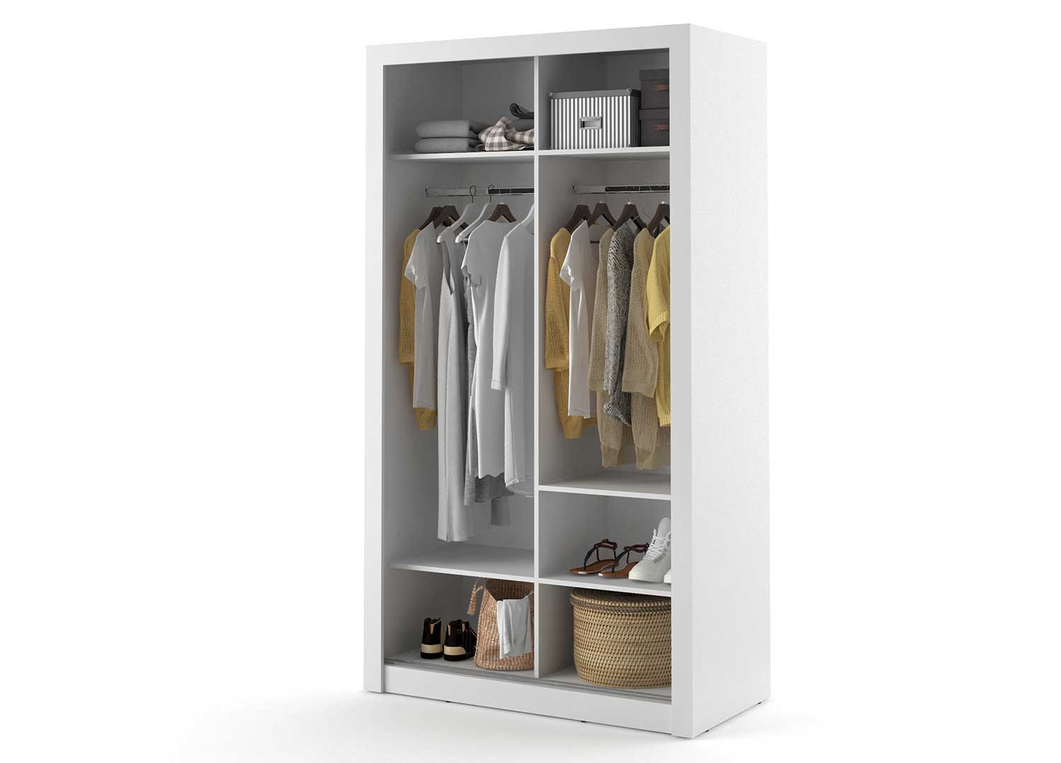 Armoire blanche 120 cm 2 portes coulissantes
