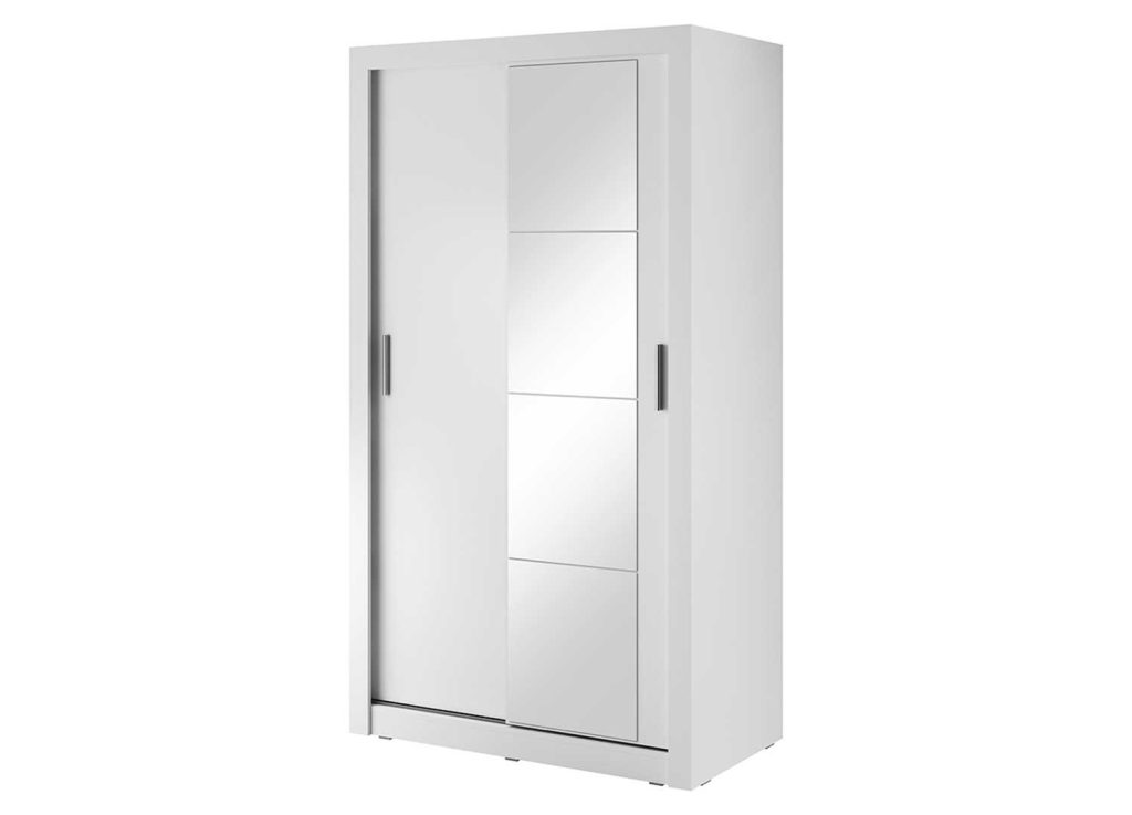 Armoire blanche 120 cm 2 portes coulissantes