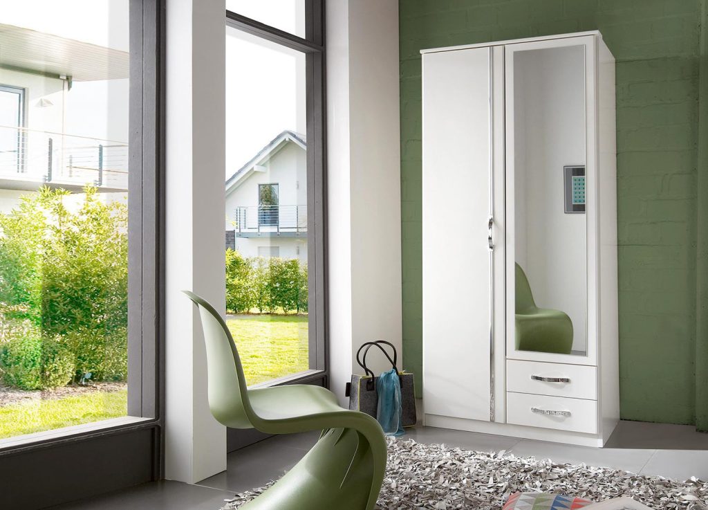 Armoire blanche 2 portes et 2 tiroirs 90 cm