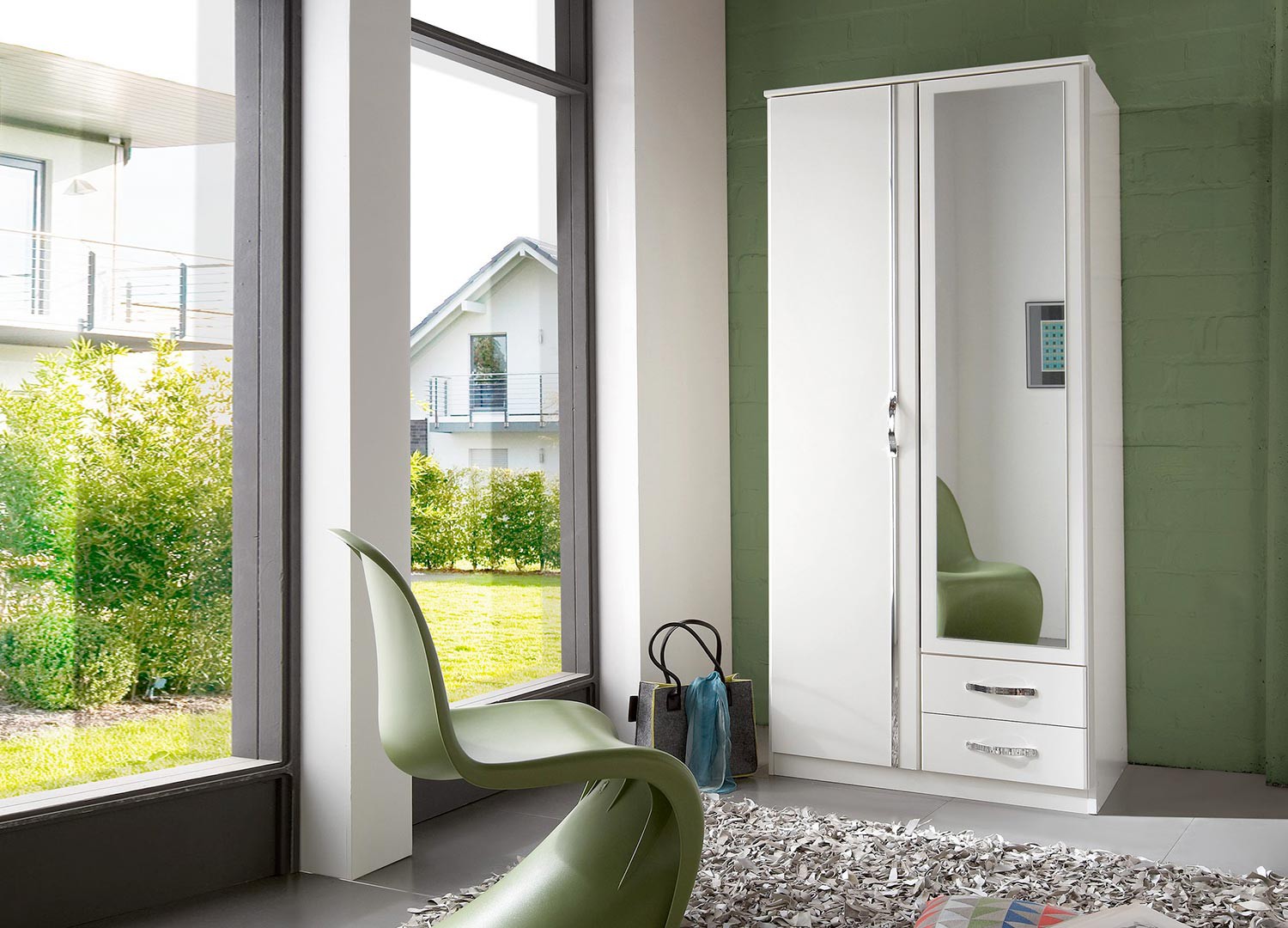 Armoire blanche 2 portes et 2 tiroirs 90 cm