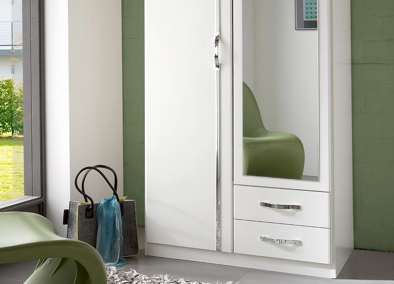 Armoire blanche 2 portes et 2 tiroirs 90 cm