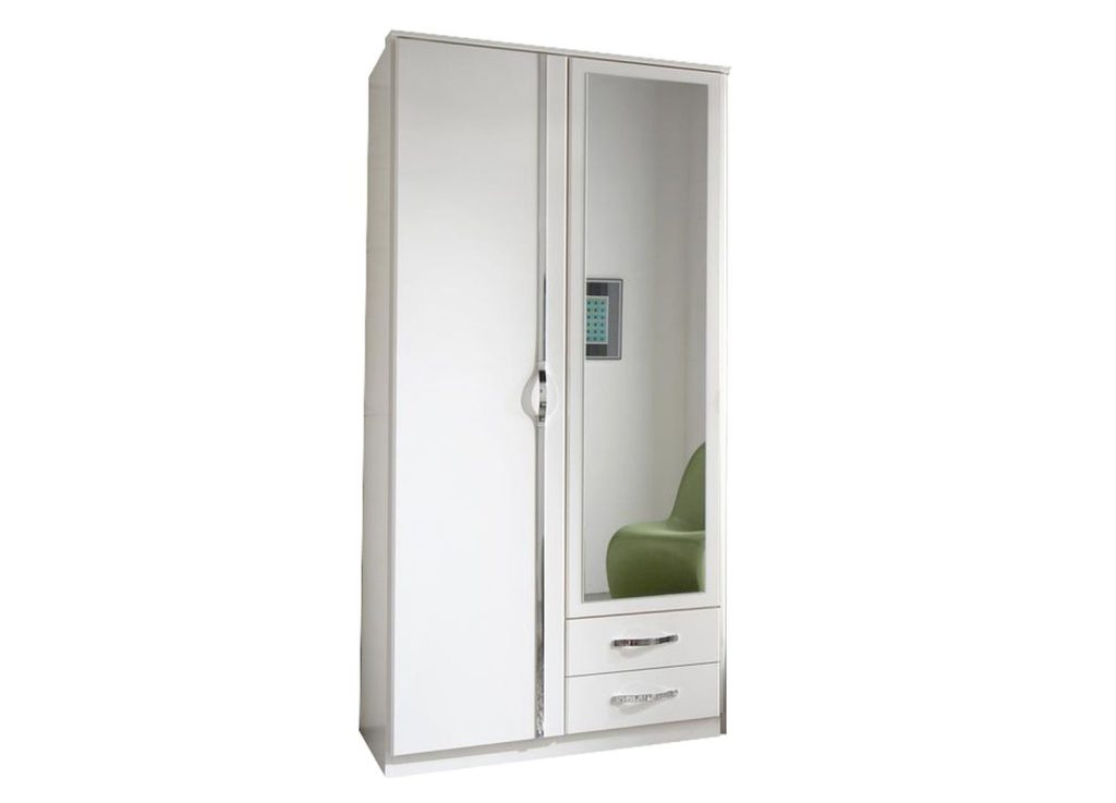 Armoire blanche 2 portes et 2 tiroirs 90 cm