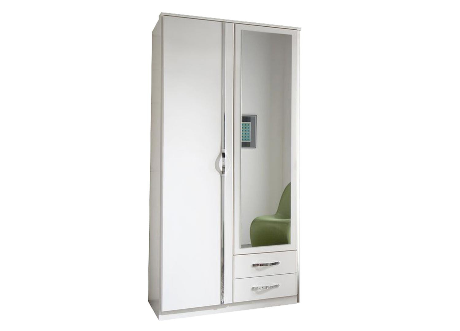 Armoire blanche 2 portes et 2 tiroirs 90 cm