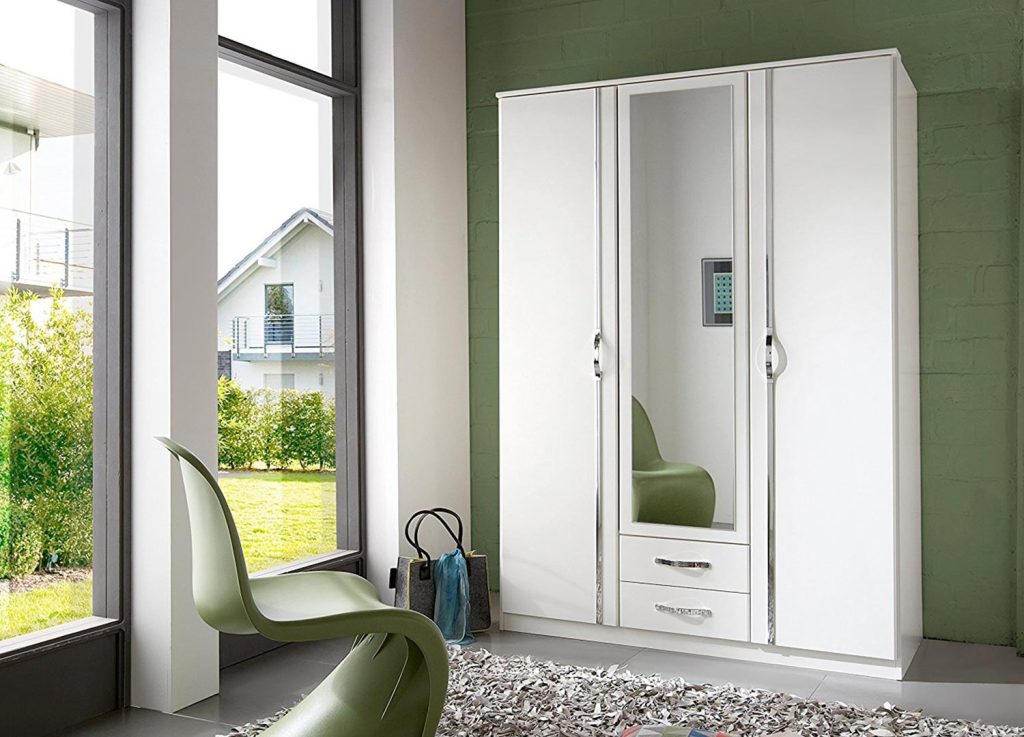Armoire blanche 3 portes et 2 tiroirs 135 cm