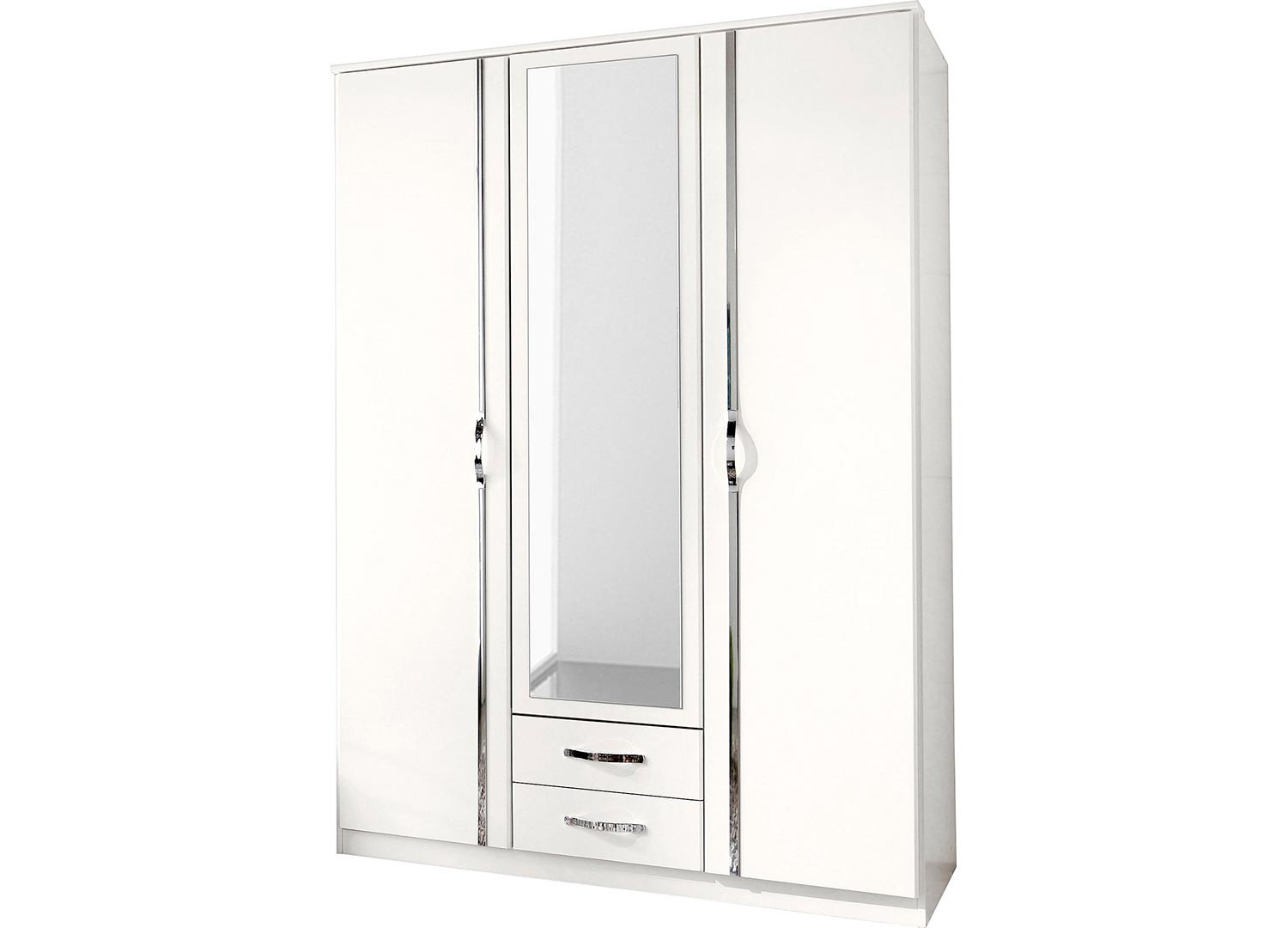 Armoire blanche 3 portes et 2 tiroirs 135 cm