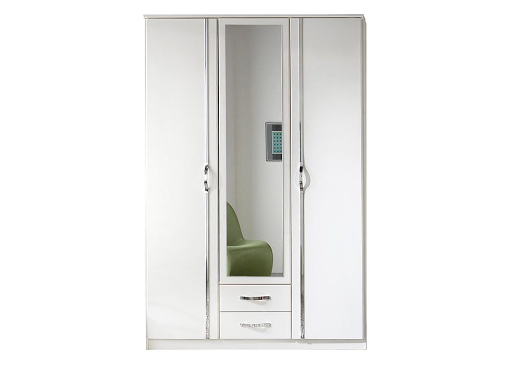 Armoire blanche 3 portes et 2 tiroirs 135 cm