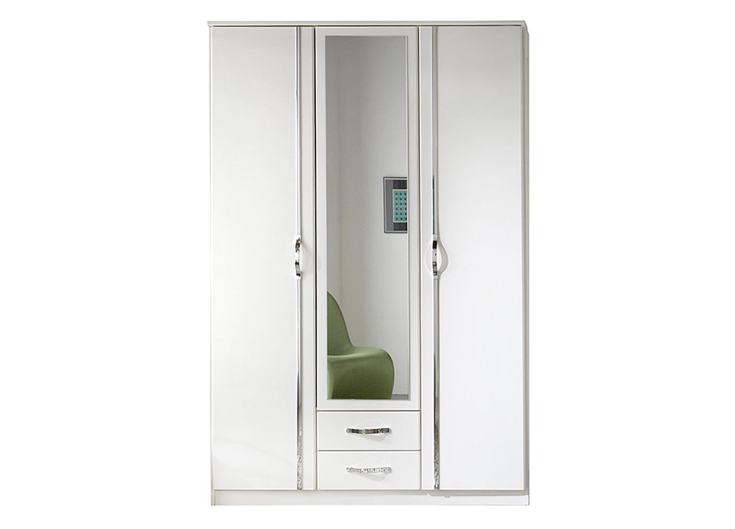 Armoire blanche 3 portes et 2 tiroirs 135 cm