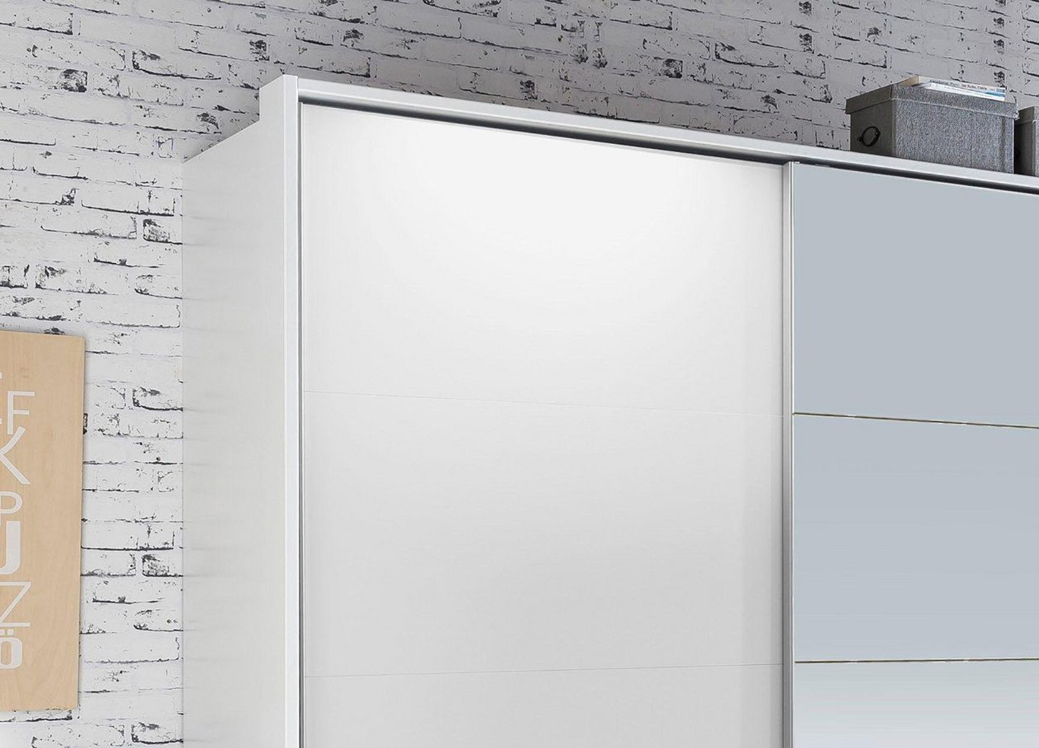 Armoire blanche avec miroir 2 portes coulissantes