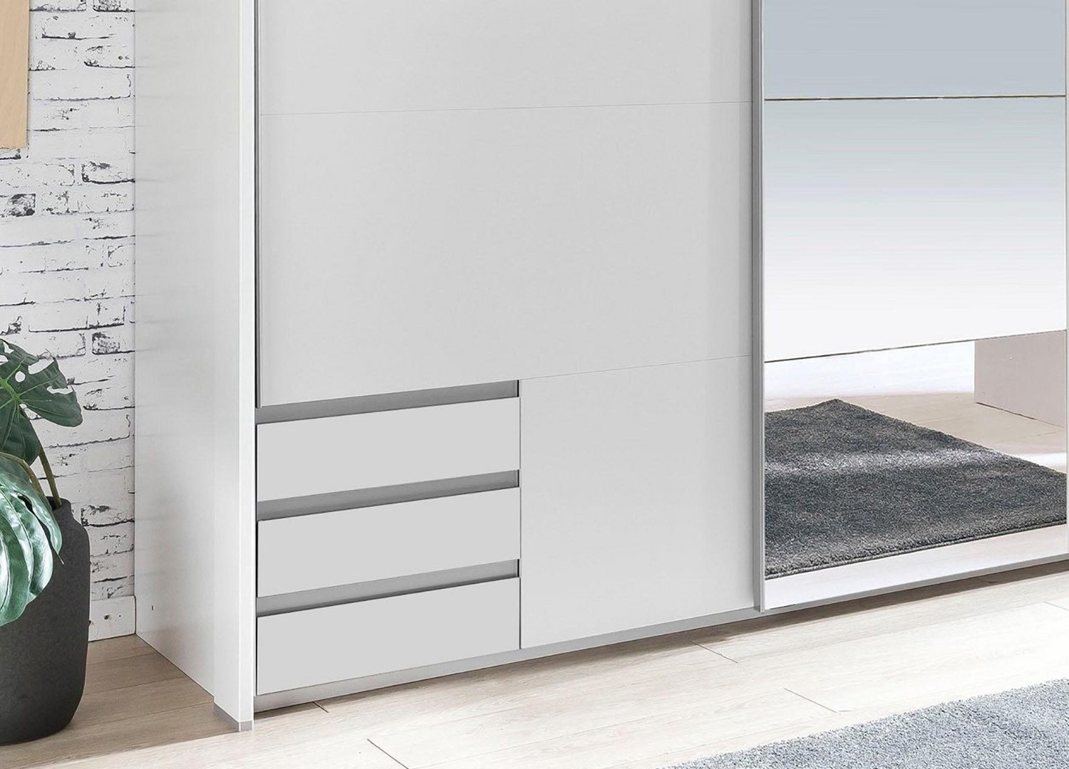 Armoire blanche avec miroir 2 portes coulissantes
