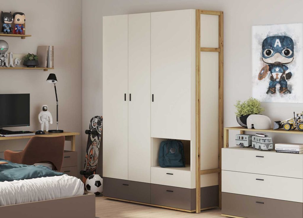 Armoire chambre enfant avec rangement 135 cm