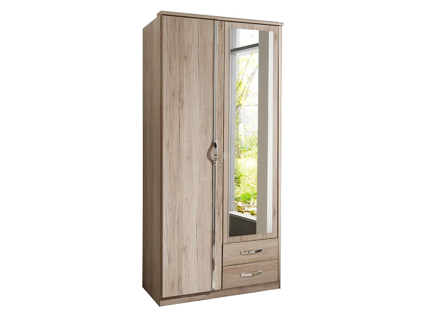 Armoire chêne 2 portes et 2 tiroirs 90 cm