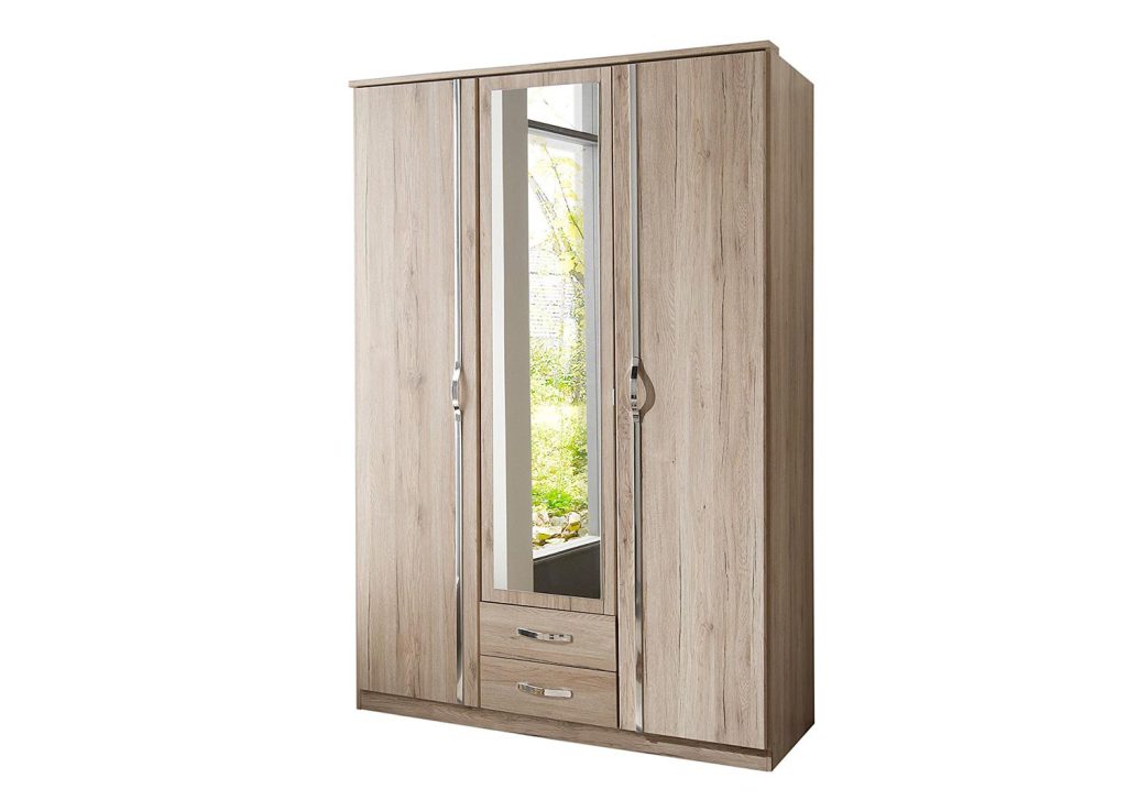 Armoire chêne 3 portes et 2 tiroirs 135 cm