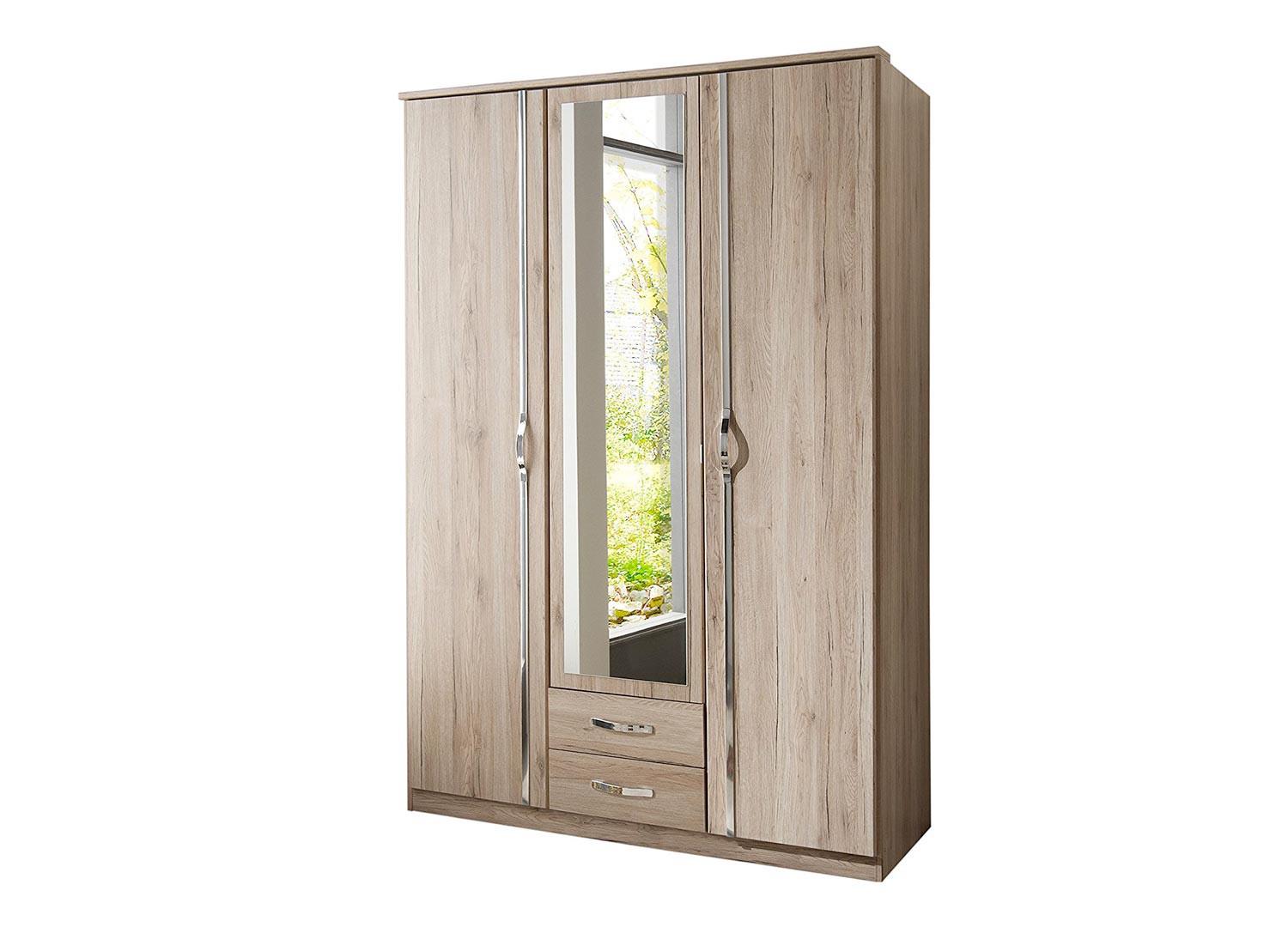 Armoire chêne 3 portes et 2 tiroirs 135 cm